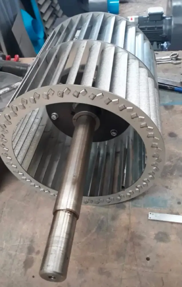 Rotor siroco com eixo fabricado pela GW Rotores
